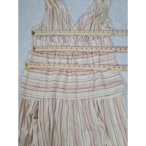 L* Space Emma Swim cover up women's maxi dress beige stripes Size XL resort wear - Picture 5 of 8